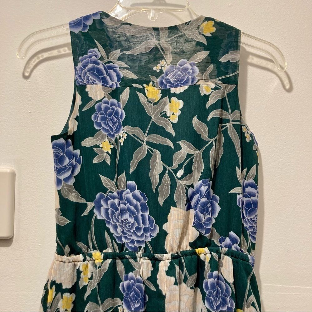 Merona Maxi Dress Womens XS Hunter Green Floral Sleeveless Dress Dark Green - Picture 5 of 10